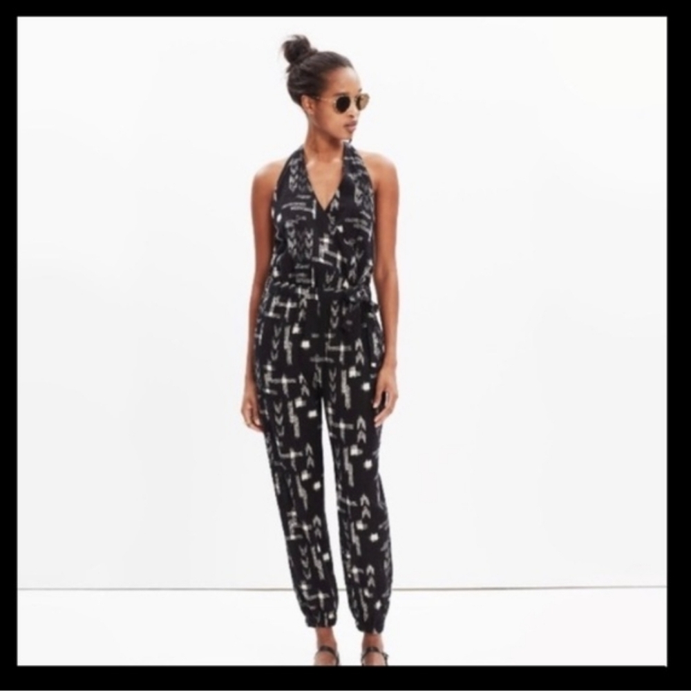 MADEWELL Beach Magdalena Print Halter Jumpsuit L